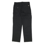 DICKIES Mens Black Relaxed Straight Trousers W30 L29 Cargo Cotton Blend