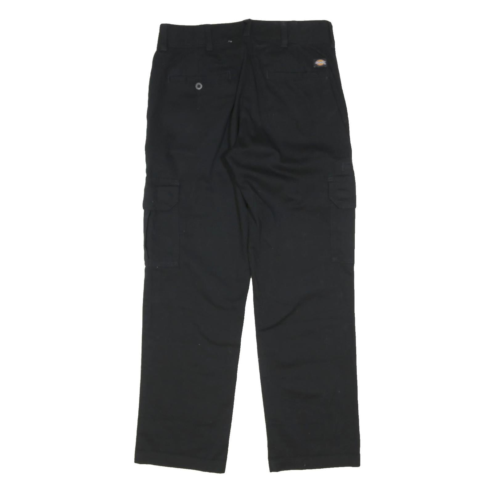 DICKIES Mens Black Relaxed Straight Trousers W30 L29 Cargo Cotton Blend