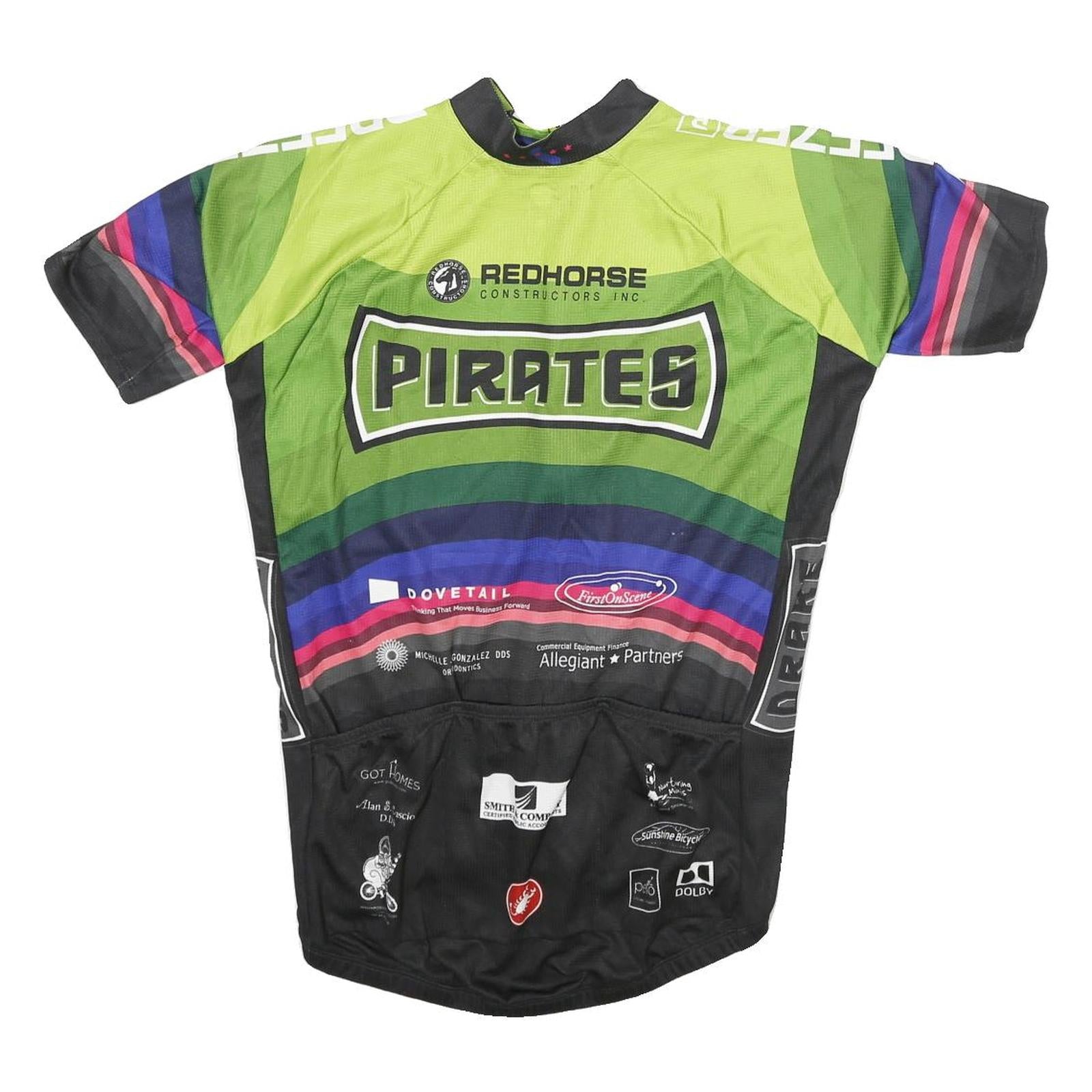 CASTRELLI Mens Green & Black Graphic Cycling Jersey XL Short Sleeve Crew Neck