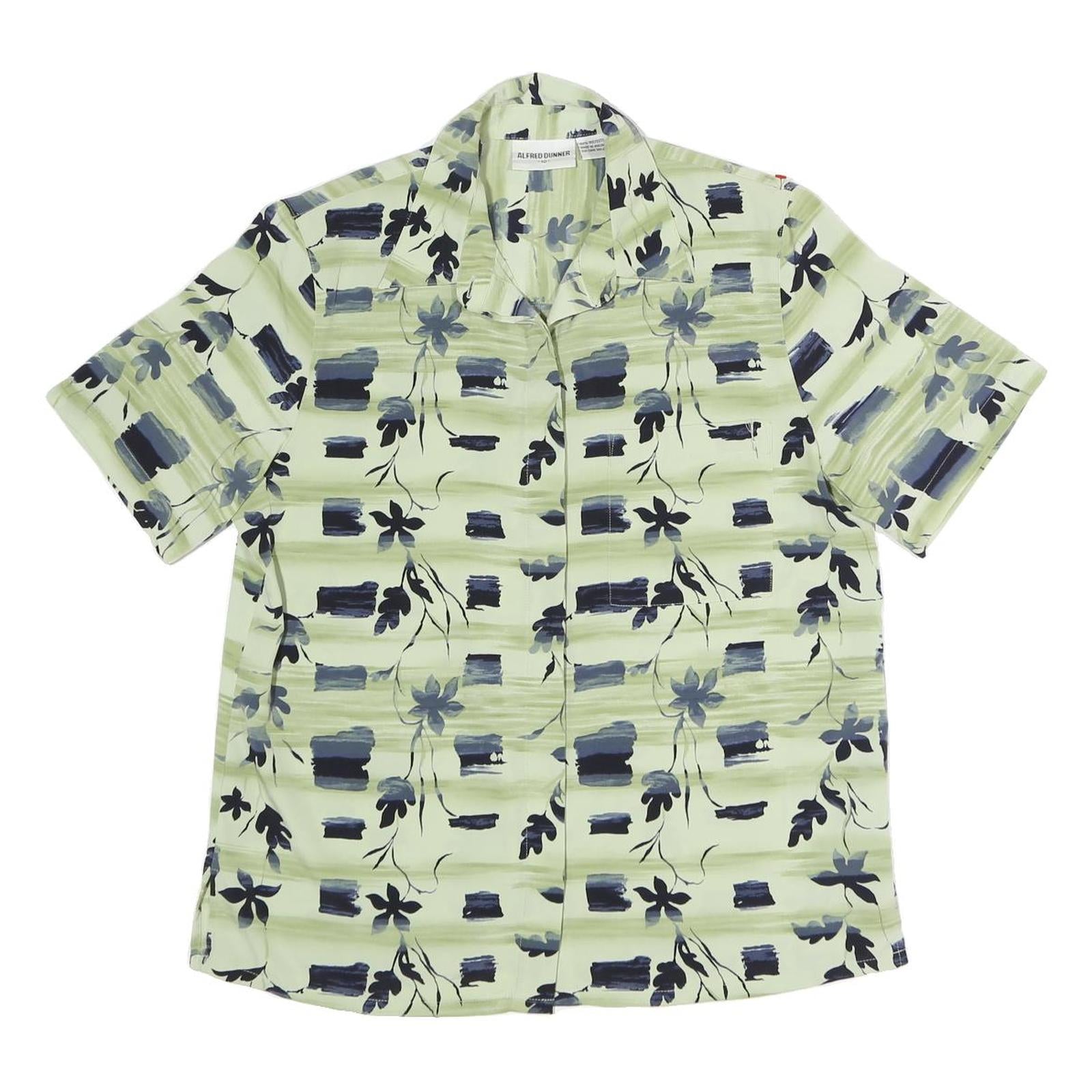 ALFRED DUNNER Womens Green Printed Short Sleeve Collared Shirt UK 10 Comfortable