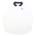 NIKE Mens White & Navy Blue Long Sleeve Plain M Polo Shirt Cotton Blend