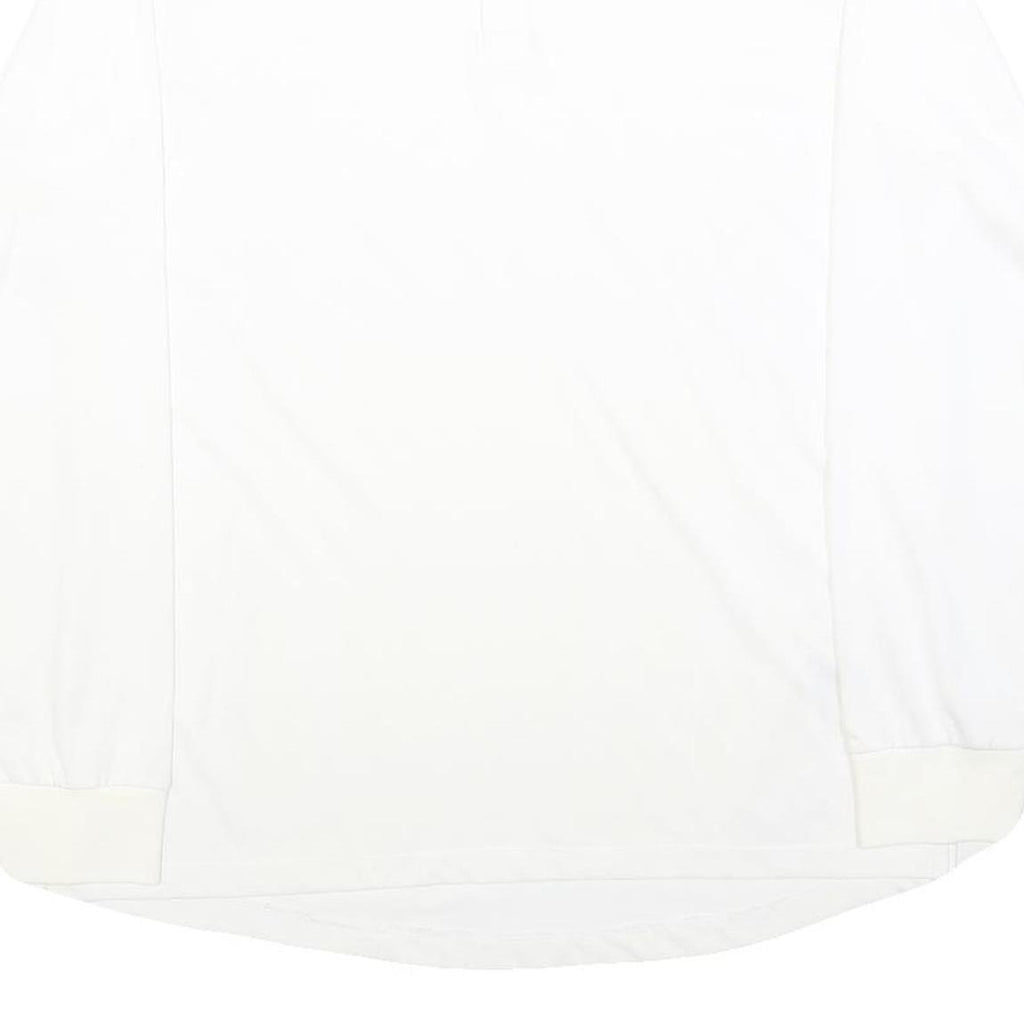 NIKE Mens White & Navy Blue Long Sleeve Plain M Polo Shirt Cotton Blend