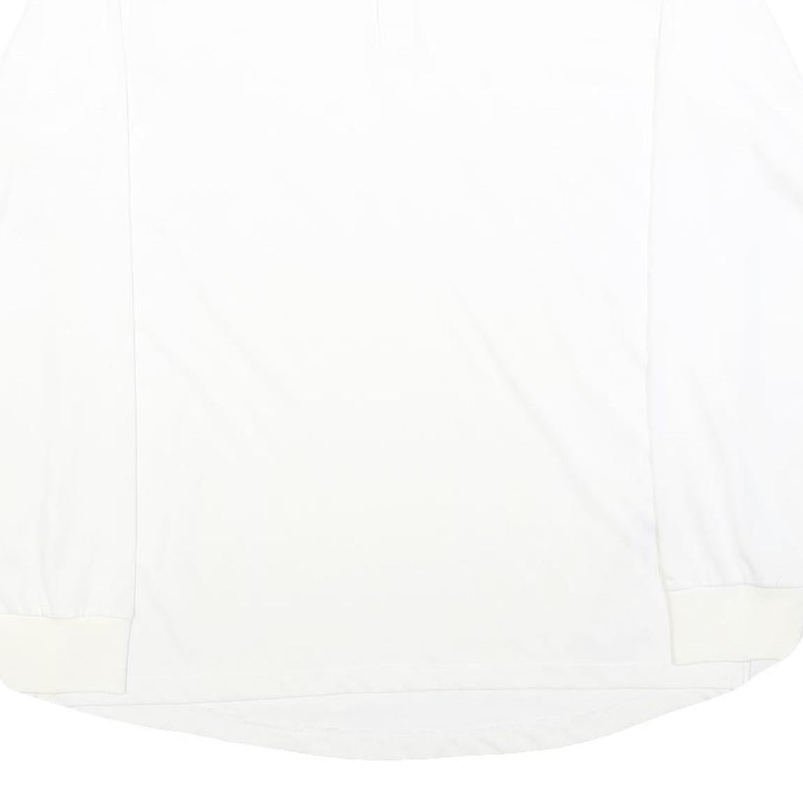 NIKE Mens White & Navy Blue Long Sleeve Plain M Polo Shirt Cotton Blend