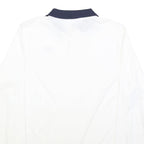 NIKE Mens White & Navy Blue Long Sleeve Plain M Polo Shirt Cotton Blend
