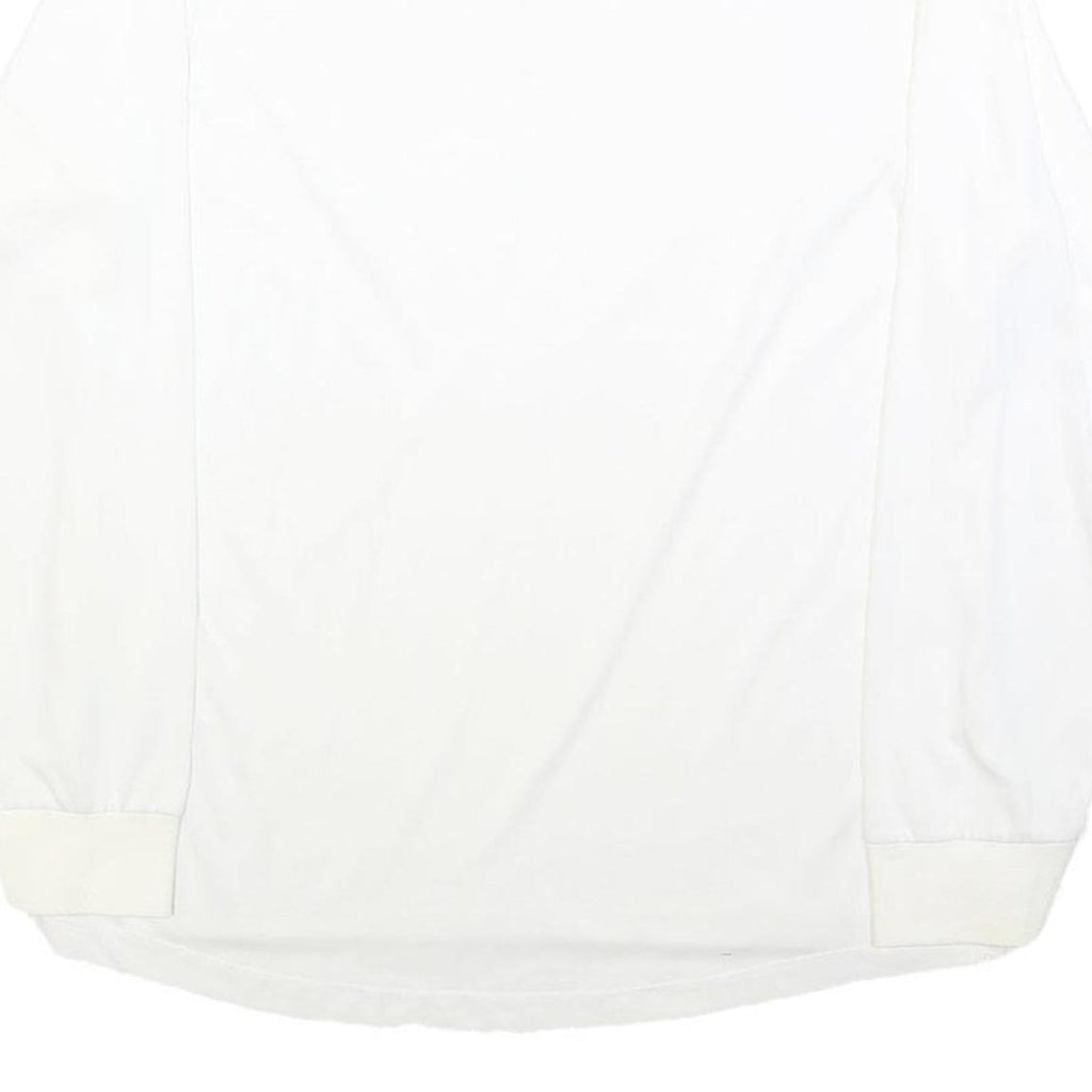 NIKE Mens White & Navy Blue Long Sleeve Plain M Polo Shirt Cotton Blend