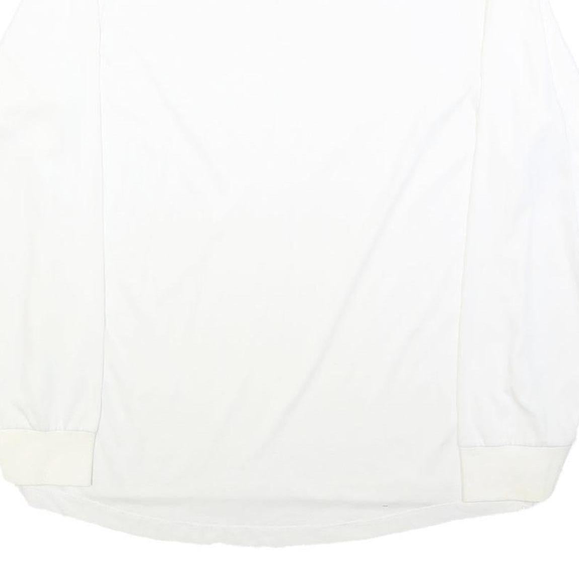 NIKE Mens White & Navy Blue Long Sleeve Plain M Polo Shirt Cotton Blend