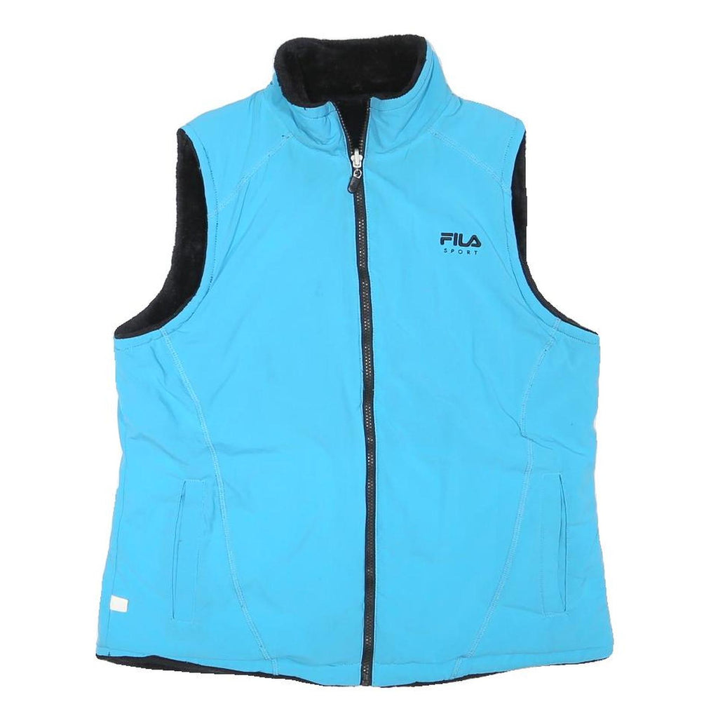 FILA Womens Blue & Black Fleece Jacket M Polyester Blend Zip Sport Casual
