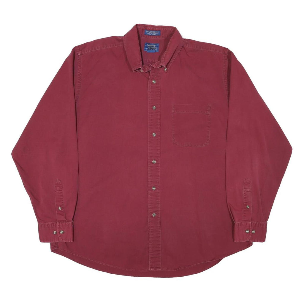 CAMBRIDGE CLASSICS Mens Red Shirt Cotton Blend L Classic Button-Down Long Sleeve