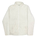 FILA Womens White Zip Jacket L Polyester Fleece Plain Warm Comfort Casual