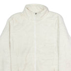 FILA Womens White Zip Jacket L Polyester Fleece Plain Warm Comfort Casual