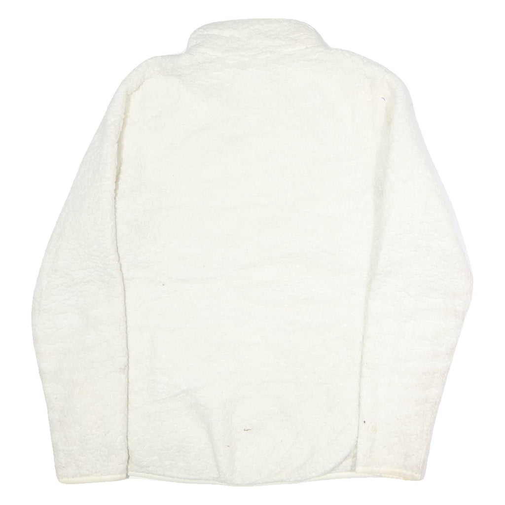 FILA Womens White Zip Jacket L Polyester Fleece Plain Warm Comfort Casual