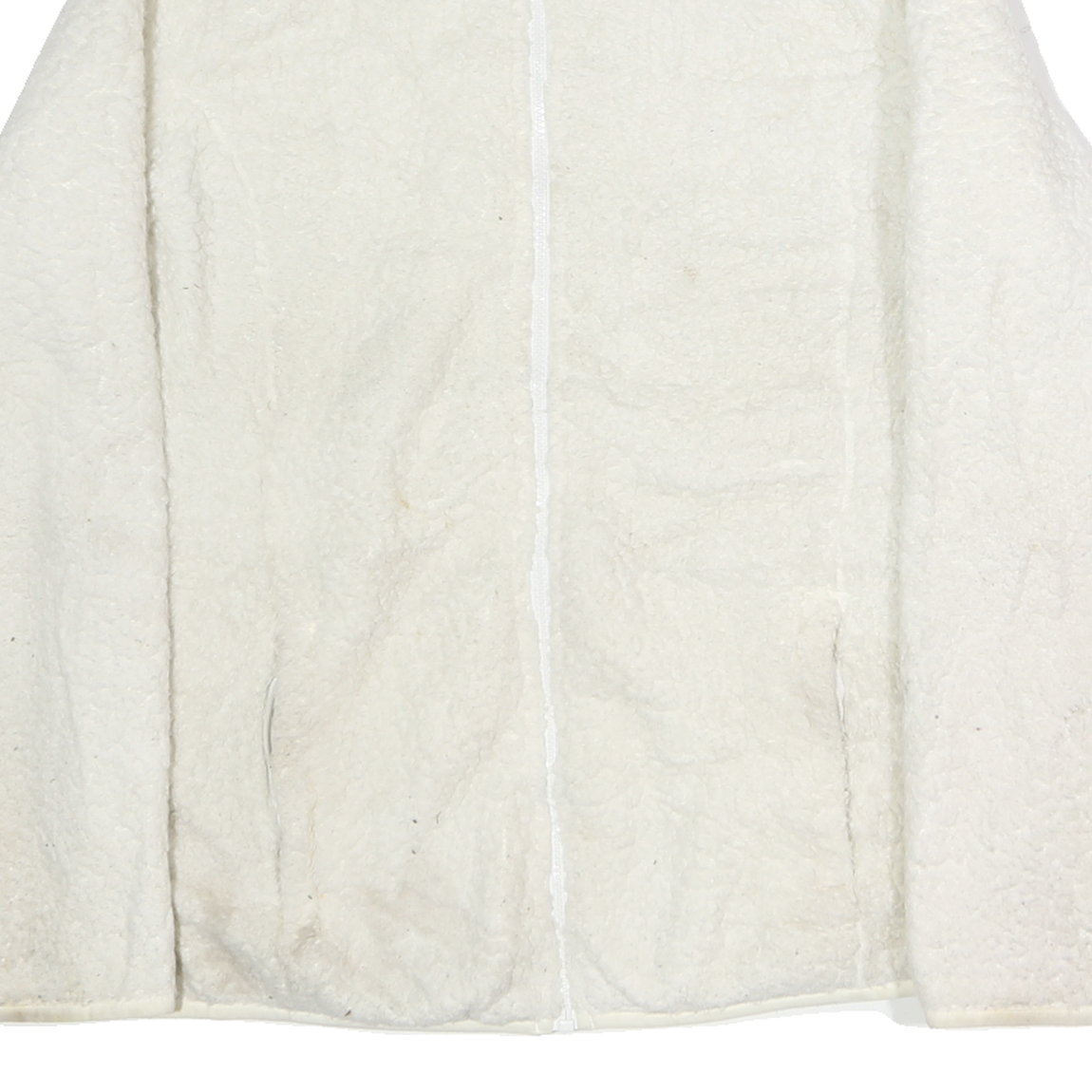 FILA Womens White Zip Jacket L Polyester Fleece Plain Warm Comfort Casual