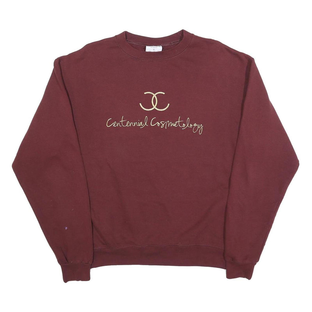 CHAMPION Mens Maroon Crew Neck M Centennial Cosmetology Embroidered Sweatshirt