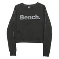 BENCH Womens Black Crew Neck XS Sweatshirt Cotton Blend Logo Printed