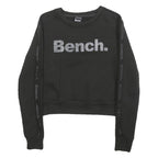 BENCH Womens Black Crew Neck XS Sweatshirt Cotton Blend Logo Printed