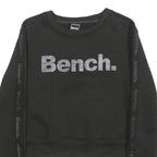 BENCH Womens Black Crew Neck XS Sweatshirt Cotton Blend Logo Printed