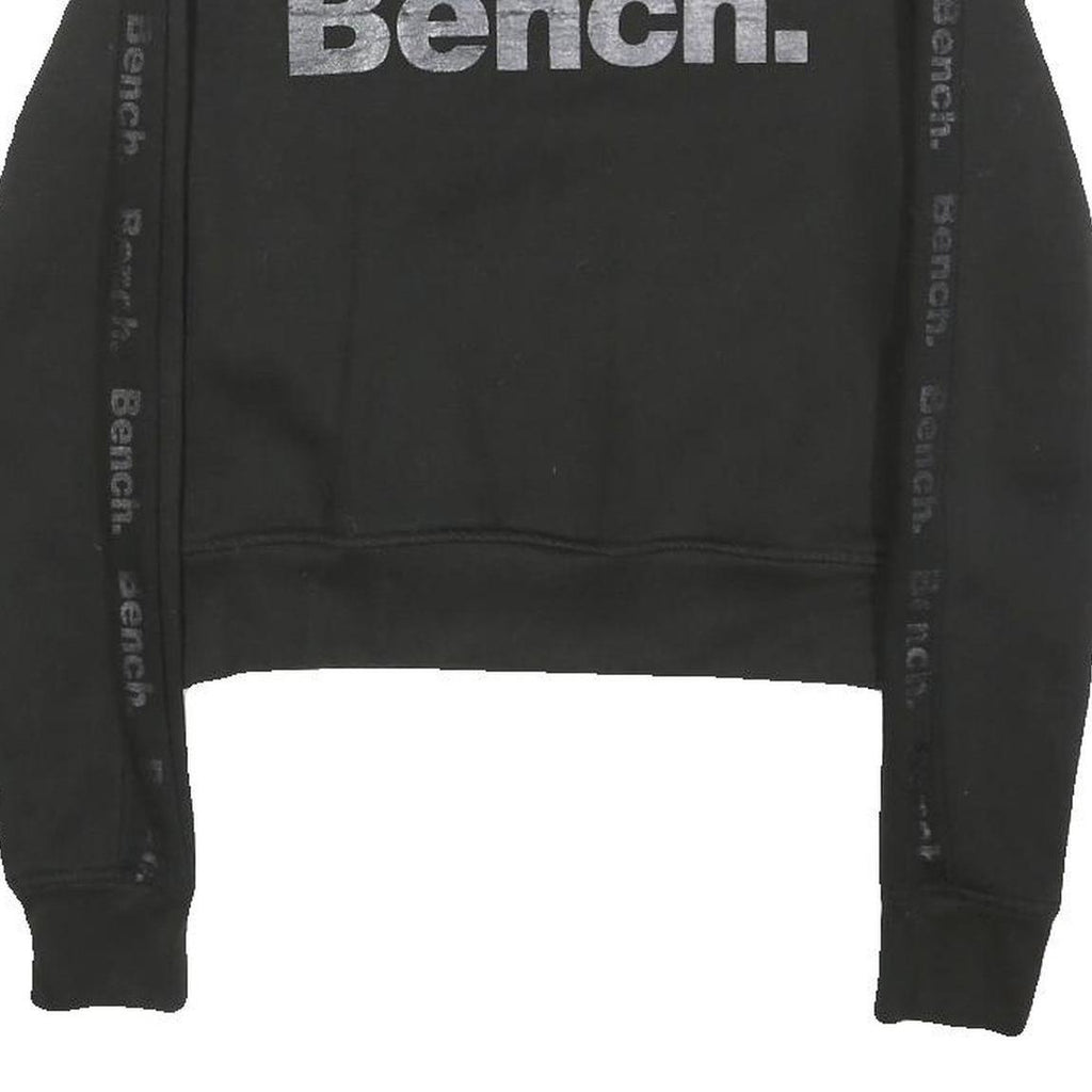 BENCH Womens Black Crew Neck XS Sweatshirt Cotton Blend Logo Printed