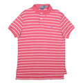 POLO RALPH LAUREN Mens Pink & White Striped Short Sleeve M Cotton Polo Shirt