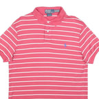 POLO RALPH LAUREN Mens Pink & White Striped Short Sleeve M Cotton Polo Shirt