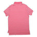 POLO RALPH LAUREN Mens Pink & White Striped Short Sleeve M Cotton Polo Shirt