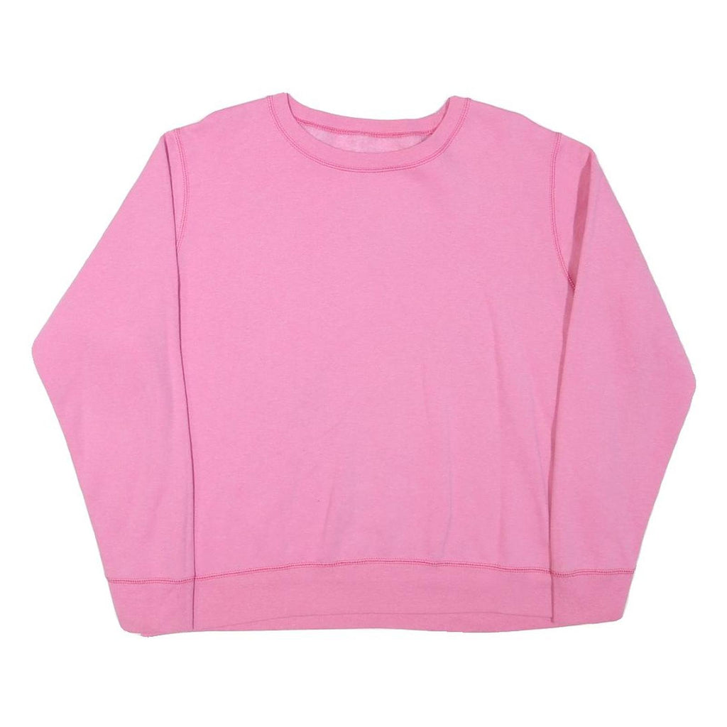 HANES Womens Pink Sweatshirt Crew Neck L Cotton Blend Casual Pullover Top
