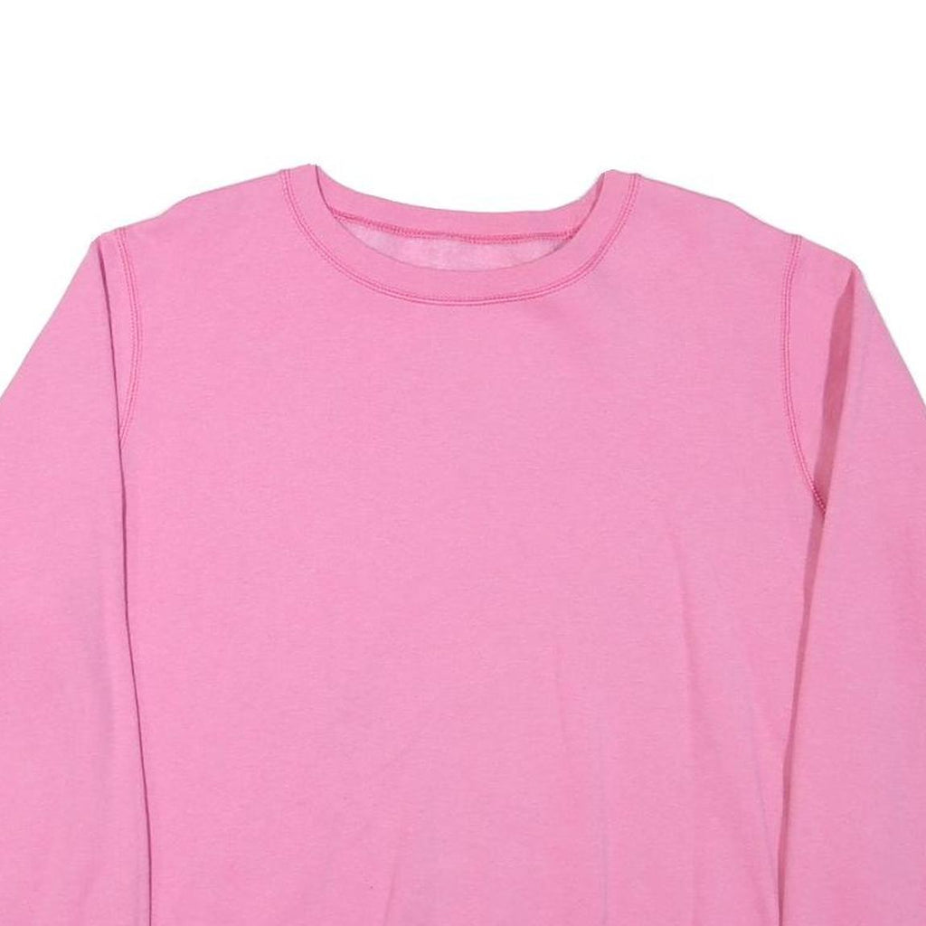 HANES Womens Pink Sweatshirt Crew Neck L Cotton Blend Casual Pullover Top