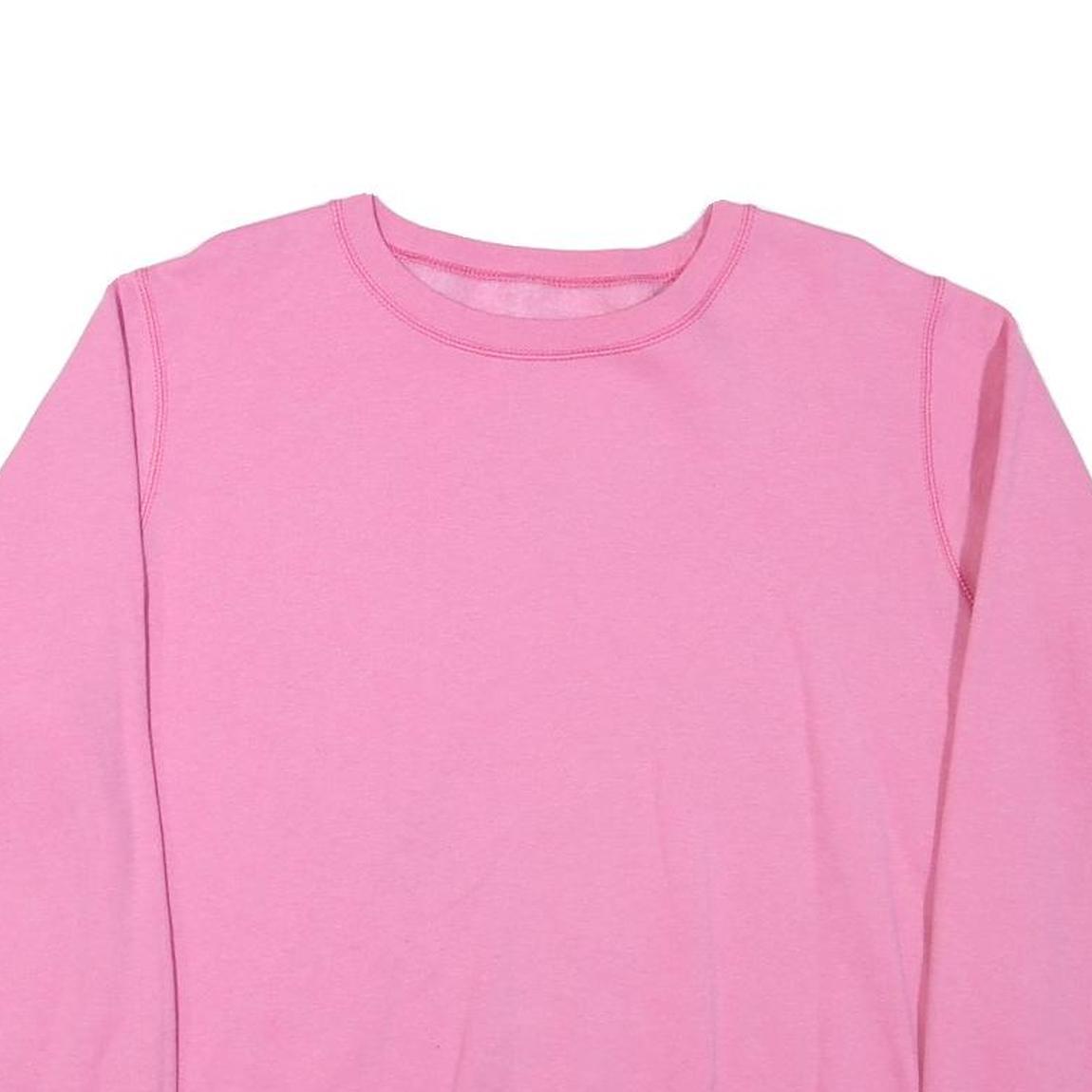 HANES Womens Pink Sweatshirt Crew Neck L Cotton Blend Casual Pullover Top