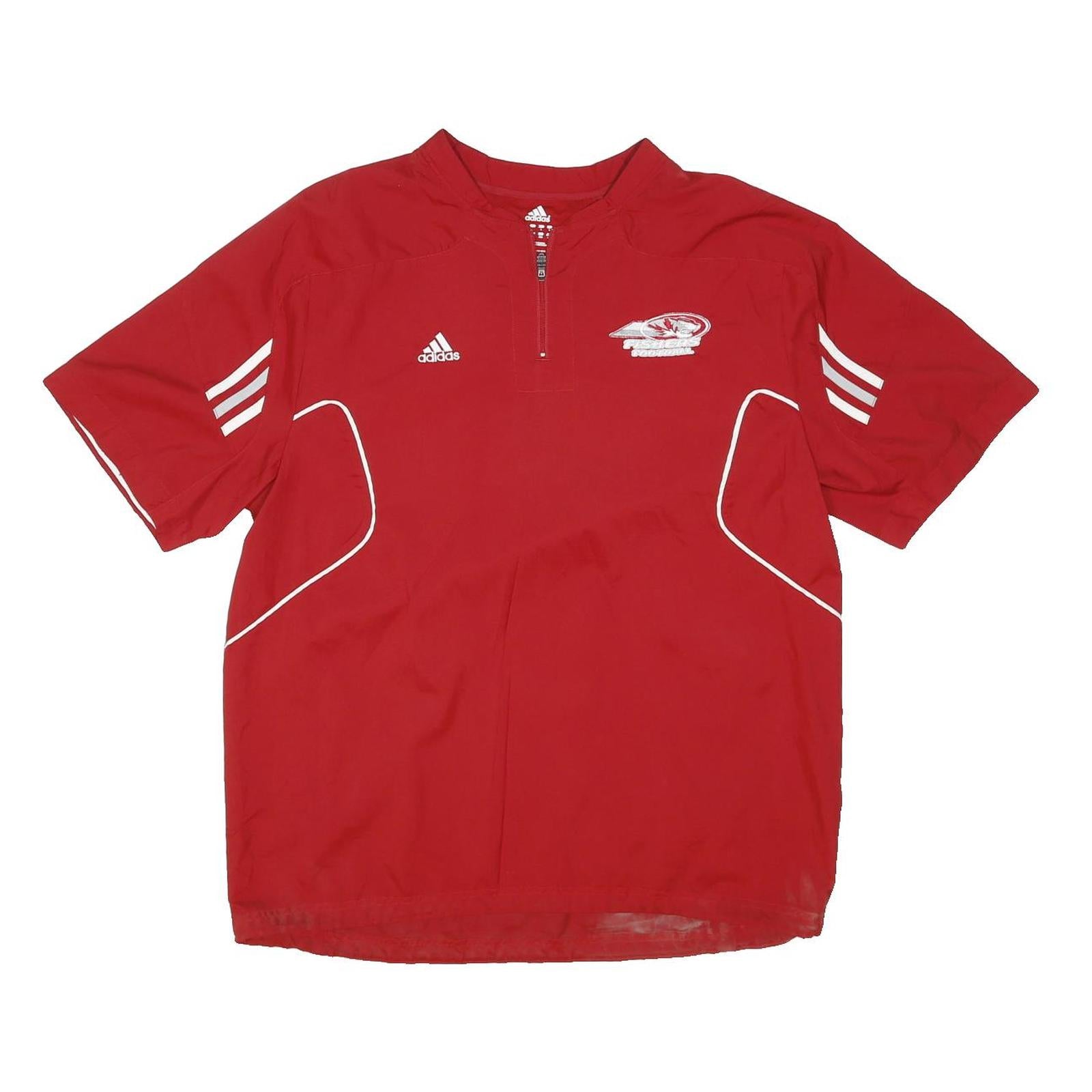 ADIDAS Mens Red Nylon Athletic Jacket XL Zip Plain Sports Training Wear