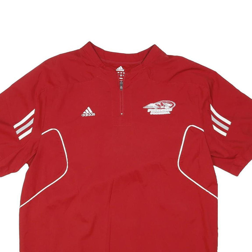 ADIDAS Mens Red Nylon Athletic Jacket XL Zip Plain Sports Training Wear