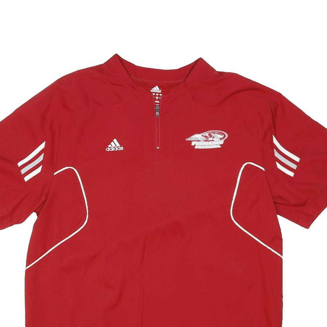 ADIDAS Mens Red Nylon Athletic Jacket XL Zip Plain Sports Training Wear