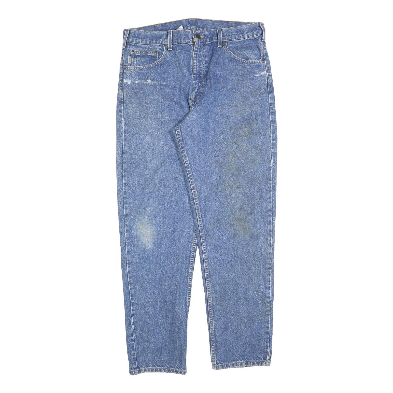 CARHARTT Mens Regular Fit Blue Denim Jeans W36 L32 Workwear Zip Closure