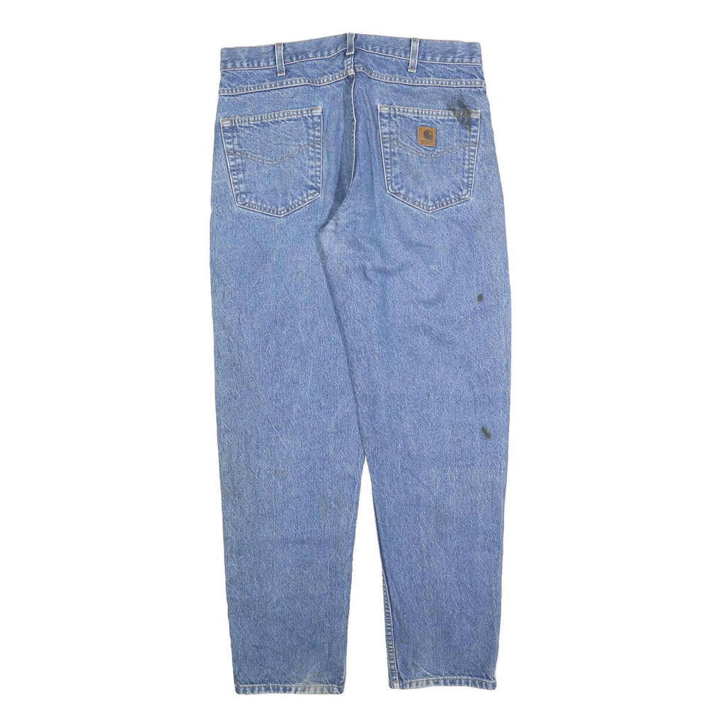 CARHARTT Mens Regular Fit Blue Denim Jeans W36 L32 Workwear Zip Closure