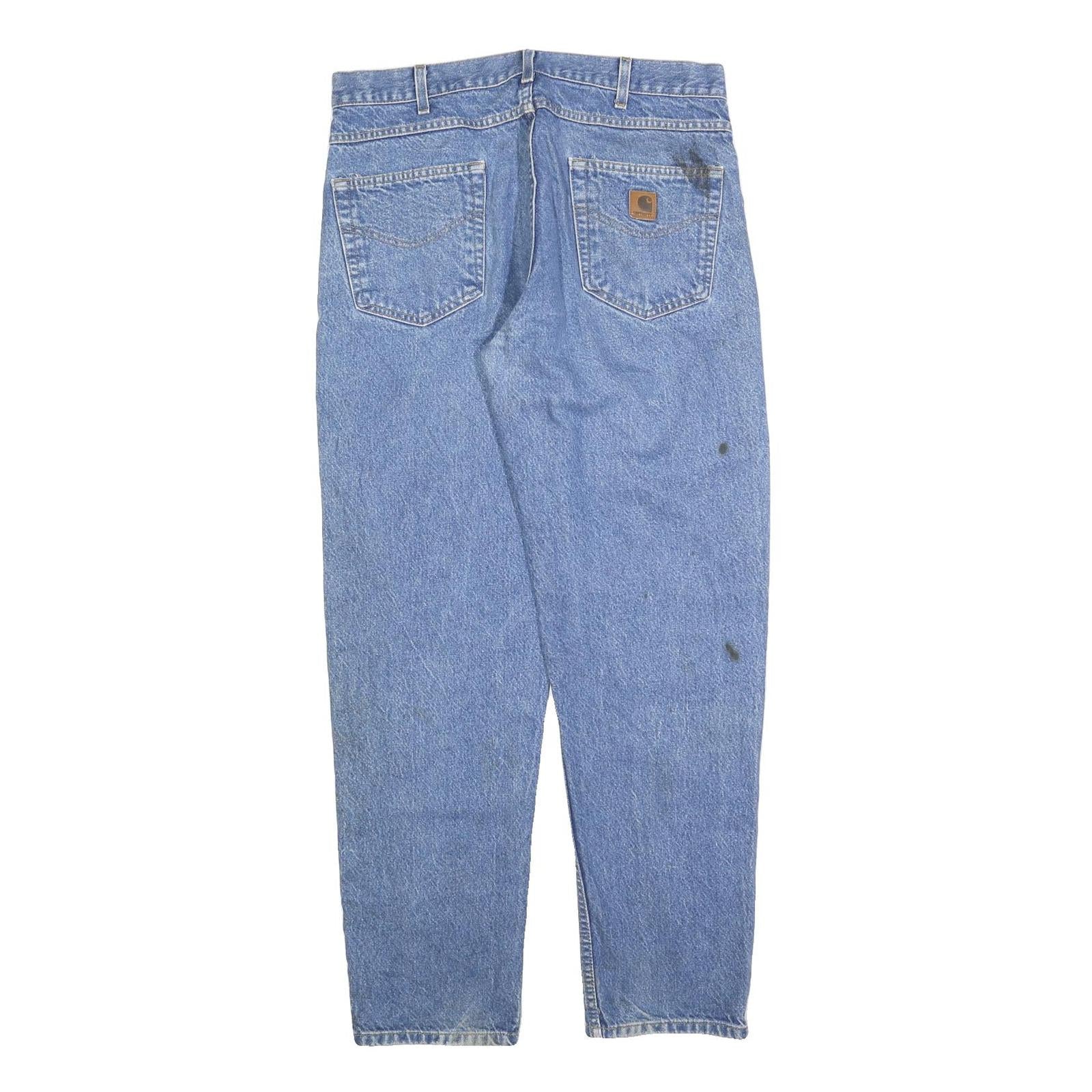 CARHARTT Mens Regular Fit Blue Denim Jeans W36 L32 Workwear Zip Closure