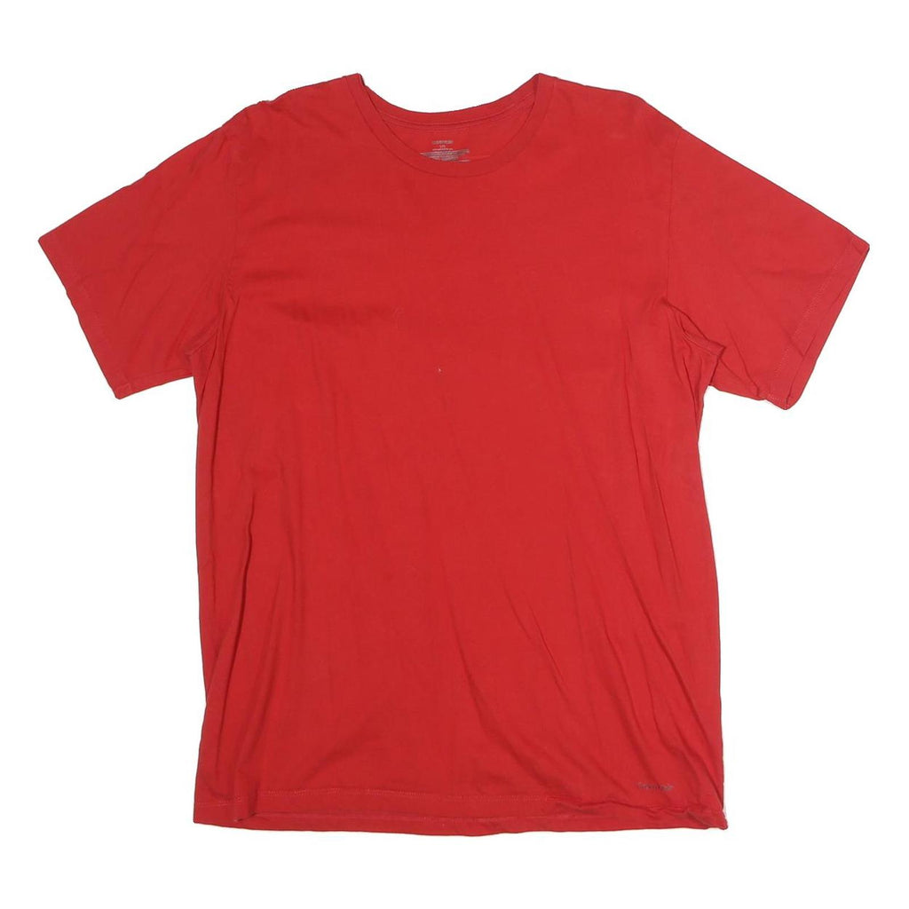 CALVIN KLEIN Mens Red T-Shirt L Short Sleeve Crew Neck Classic Cotton Comfort