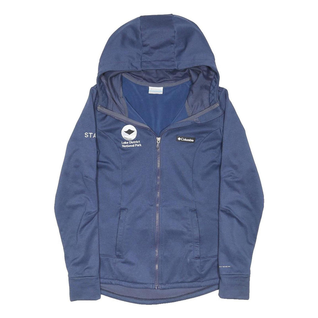 COLUMBIA Womens Blue Outdoor Hooded Jacket M Polyester Blend Zip Plain Staff