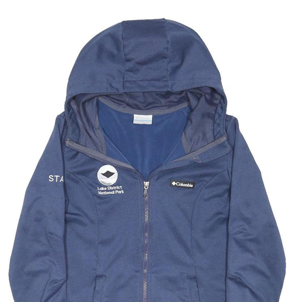 COLUMBIA Womens Blue Outdoor Hooded Jacket M Polyester Blend Zip Plain Staff