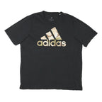 ADIDAS Mens Black & Beige Logo Graphic T-Shirt L Short Sleeve Crew Neck