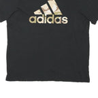 ADIDAS Mens Black & Beige Logo Graphic T-Shirt L Short Sleeve Crew Neck