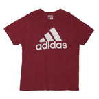ADIDAS Mens Maroon L Cotton Blend T-Shirt Short Sleeve Crew Neck Logo Graphic