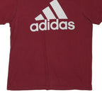 ADIDAS Mens Maroon L Cotton Blend T-Shirt Short Sleeve Crew Neck Logo Graphic