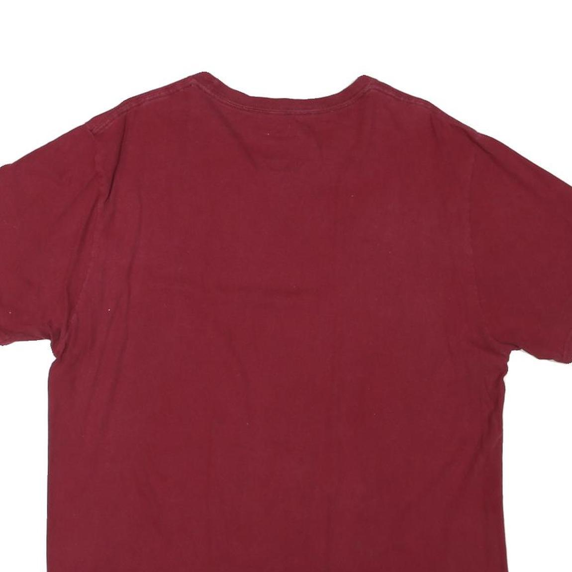 ADIDAS Mens Maroon L Cotton Blend T-Shirt Short Sleeve Crew Neck Logo Graphic