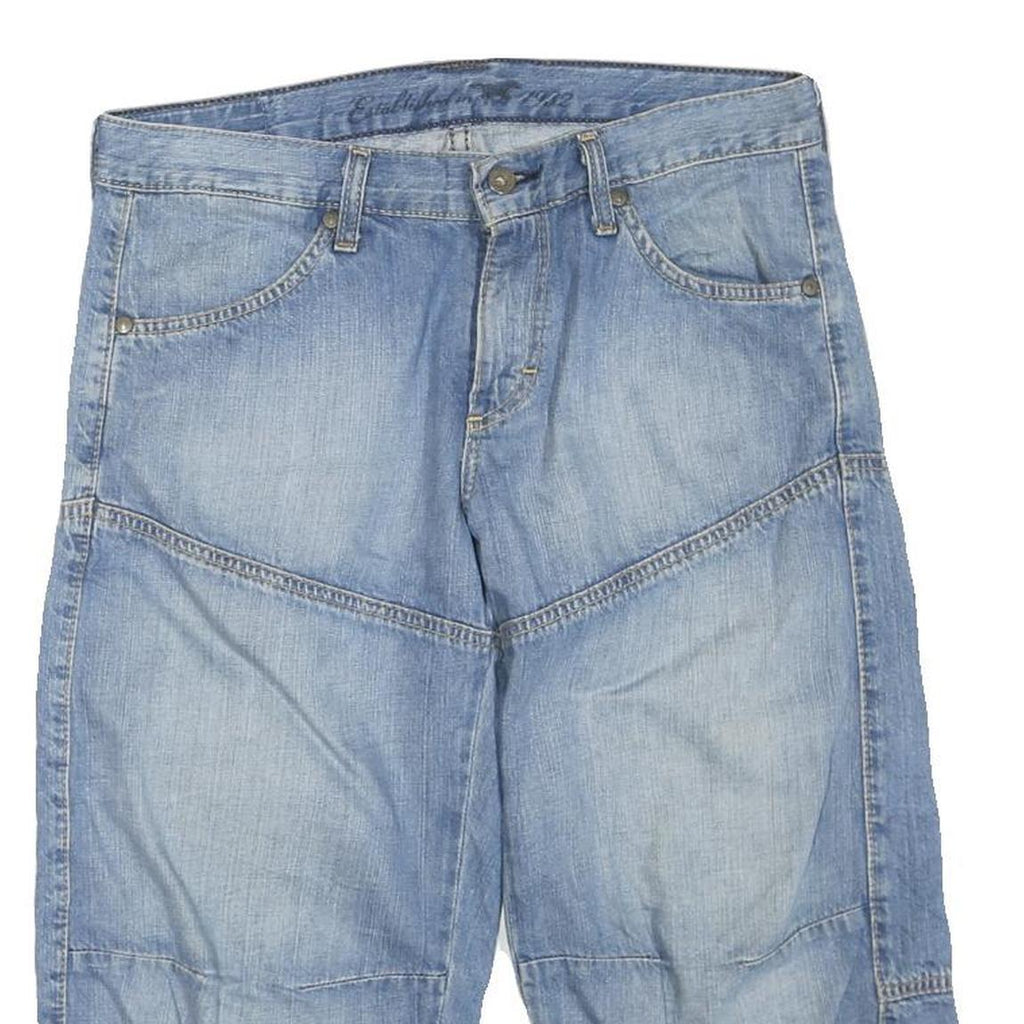 MUSTANG Mens Denim Blue Casual Shorts M W34 Cotton Blend Relaxed Fit