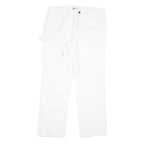 DICKIES Womens Regular White Denim Jeans W34 L31 Workwear Straight Zip Cotton