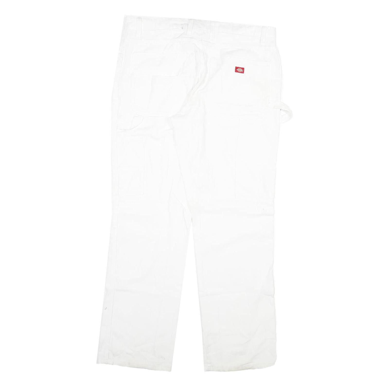 DICKIES Womens Regular White Denim Jeans W34 L31 Workwear Straight Zip Cotton