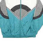 LAURA KATHERINE Womens Teal & White Black Stripe Nylon Zip Up Jacket S Retro