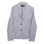 ARMANI JEANS Womens Grey Linen Blend Button Jacket S Tailored Casual Blazer
