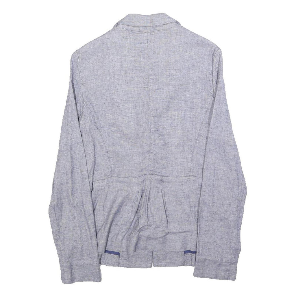 ARMANI JEANS Womens Grey Linen Blend Button Jacket S Tailored Casual Blazer