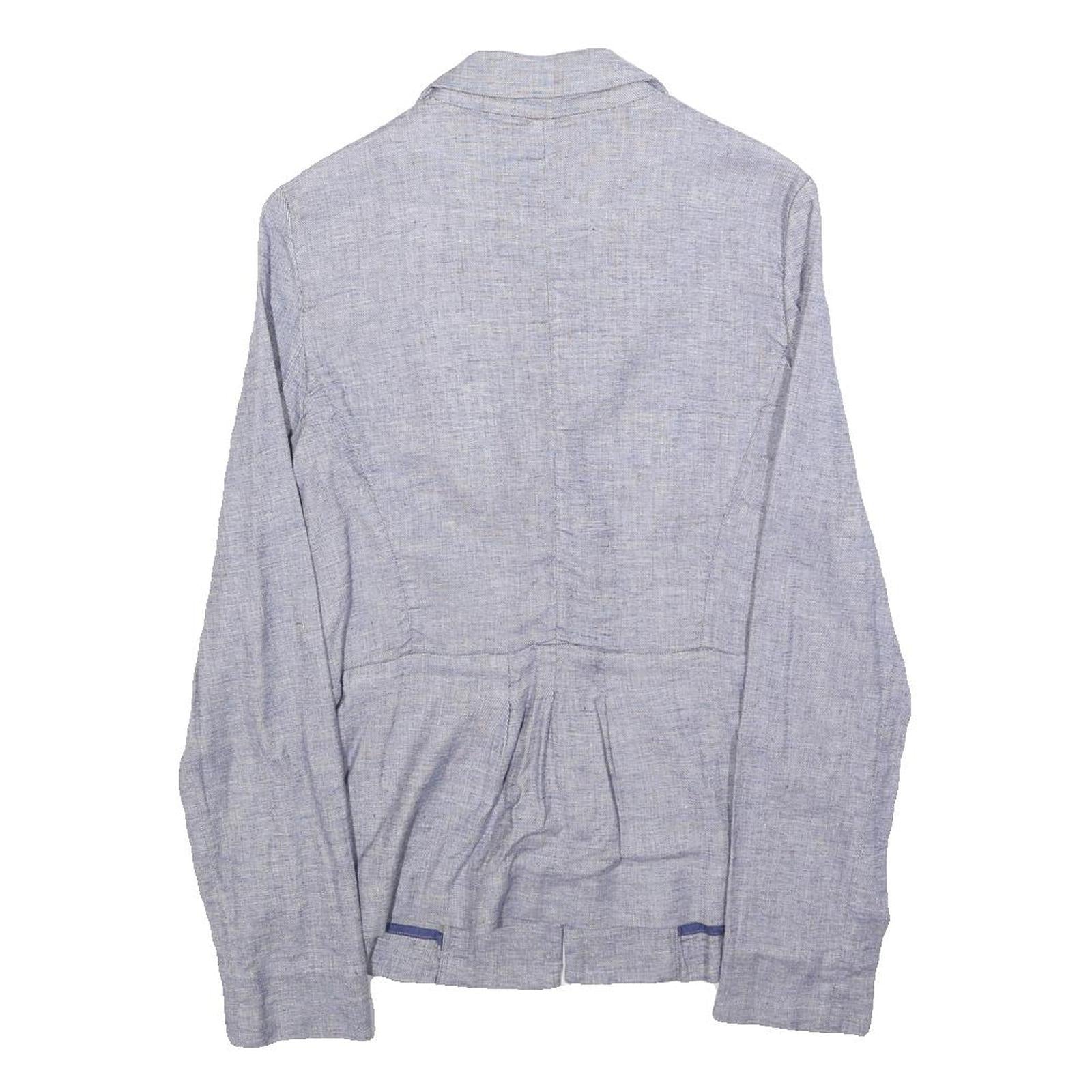 ARMANI JEANS Womens Grey Linen Blend Button Jacket S Tailored Casual Blazer