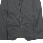 ZARA Mens Grey Button Jacket L Cotton Blend Classic Blazer Formal Stylish