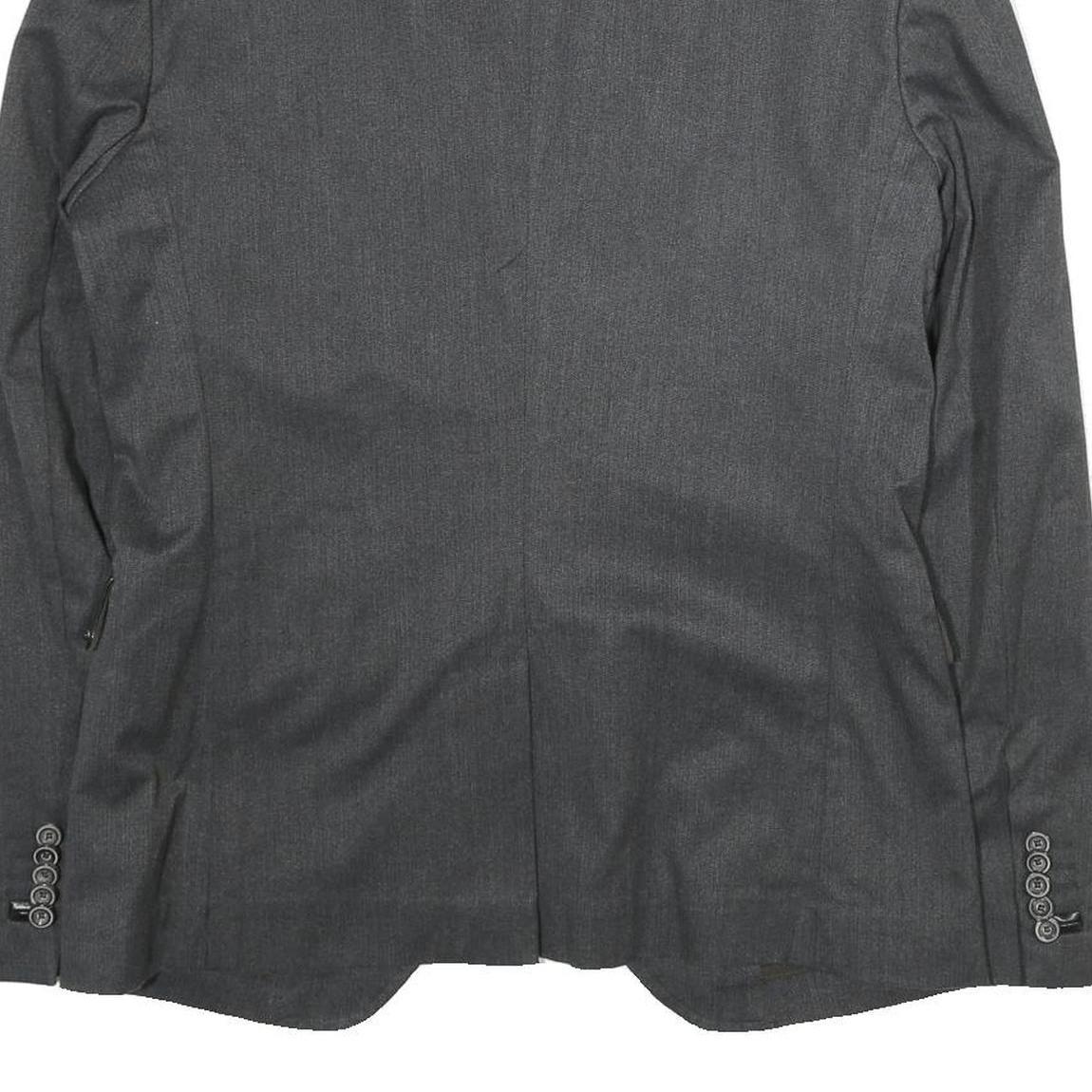 ZARA Mens Grey Button Jacket L Cotton Blend Classic Blazer Formal Stylish